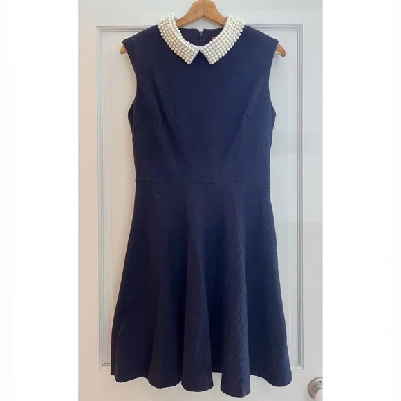 Betsey Johnson New Blue Womens Size 8 Embellished-Collar Sheath Dress, Women's